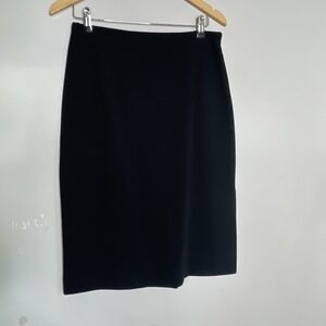 Oscar De La Renta Skirt Black Slit Office Career Classic Pencil 10